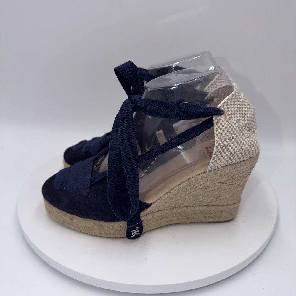 Sam Edelman Margherita Platform Navy Blue Espadrilles Ballet Lace Up Shoes 6.5